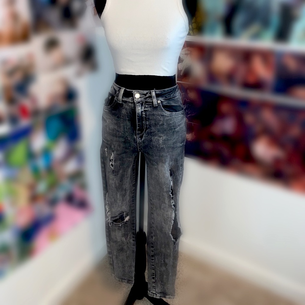 Black / Gray Ripped Jeans